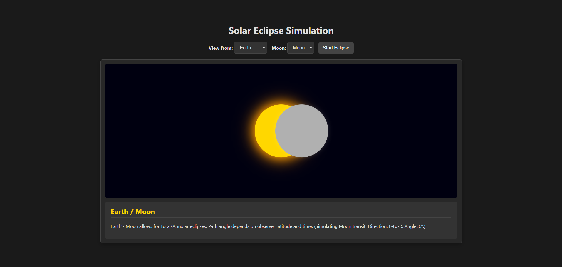 Preview of Solar Eclipse Simulation